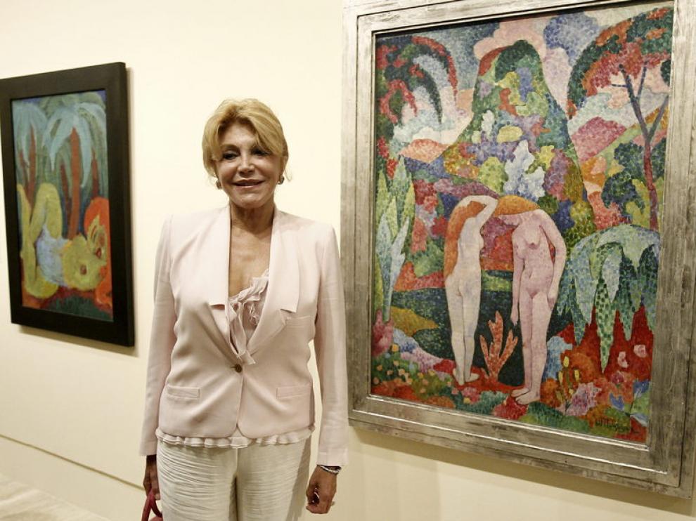 Tita Cervera, la baronesa Thyssen, en la presentación de una exposición