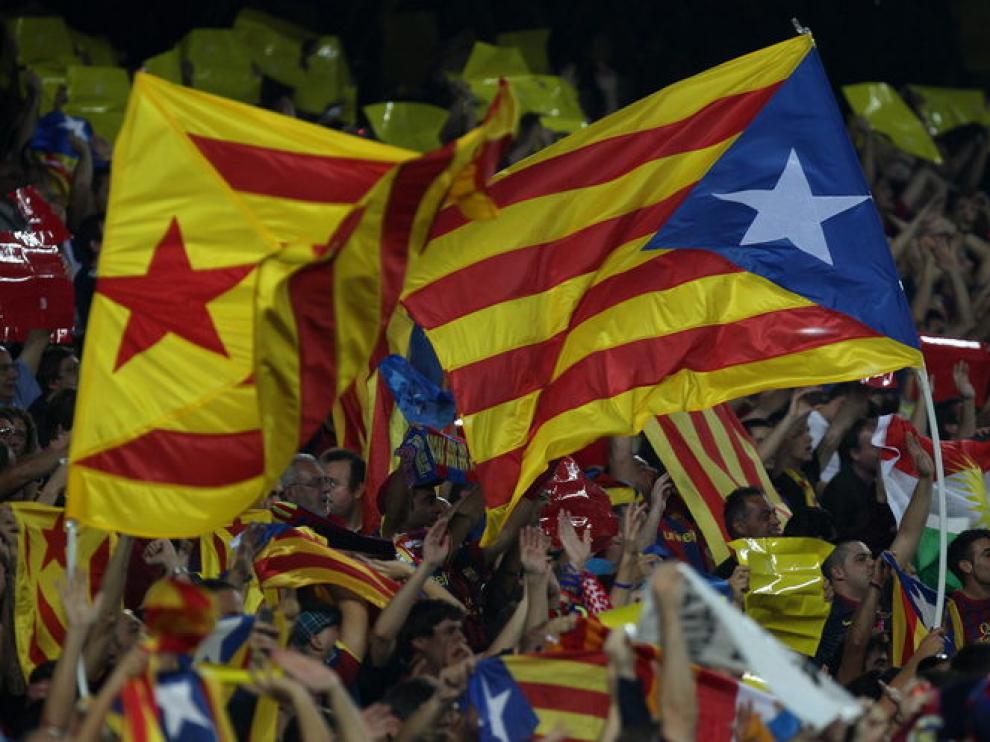 Las banderas catalanas han abundado entre el público.