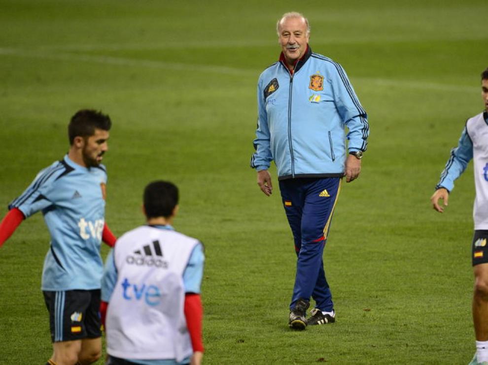 Vicente Del Bosque durante un entrenamiento en Las Rozas