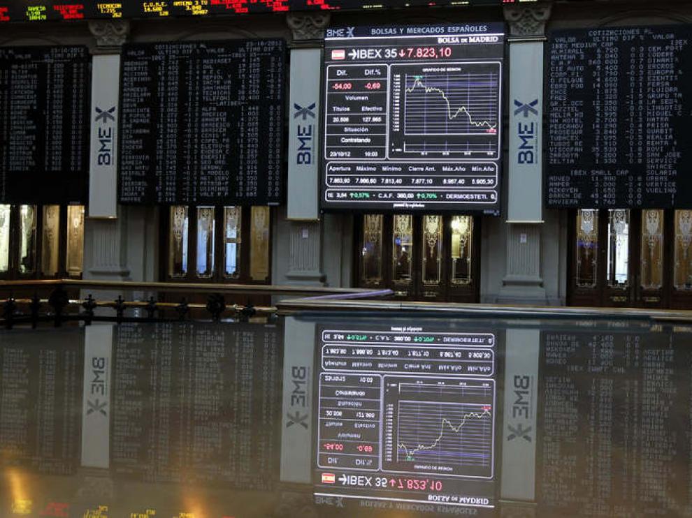 La bolsa de Madrid en el momento del cierre de mercados.