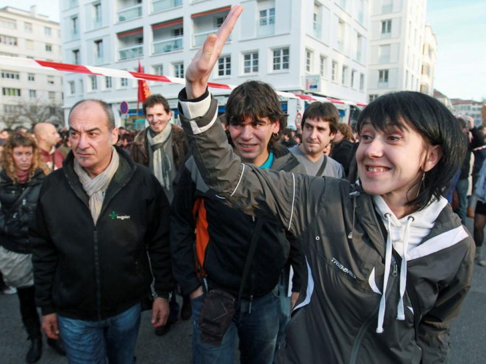 Aurore Martín durante una manifestación a favor de los presos de ETA.