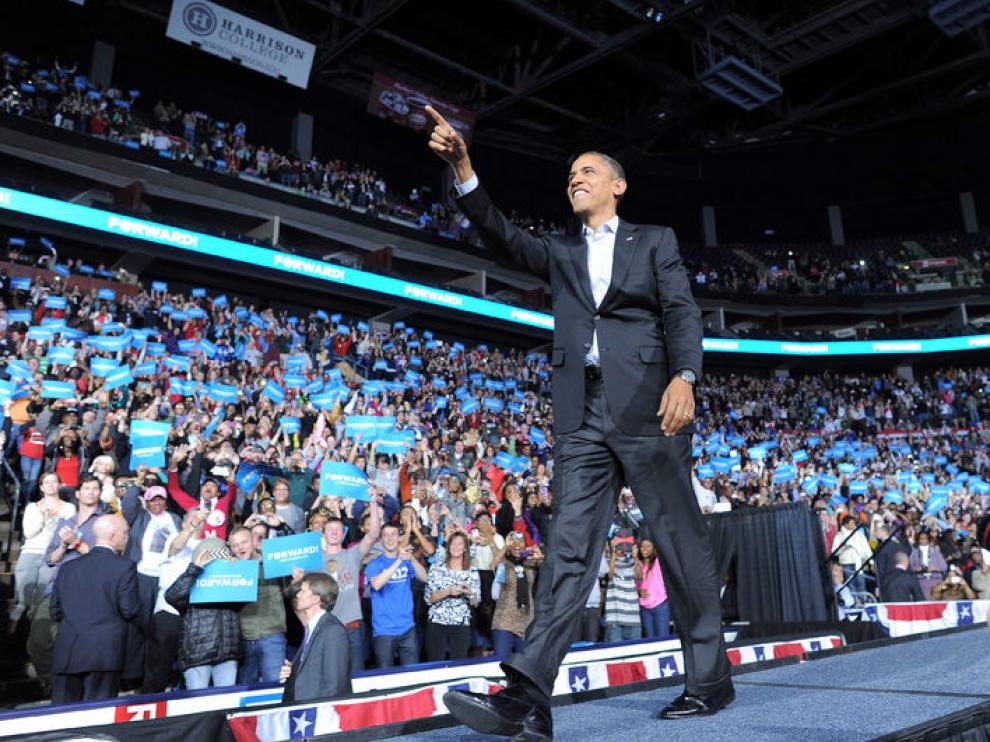 Obama durante su mitin en Ohio.