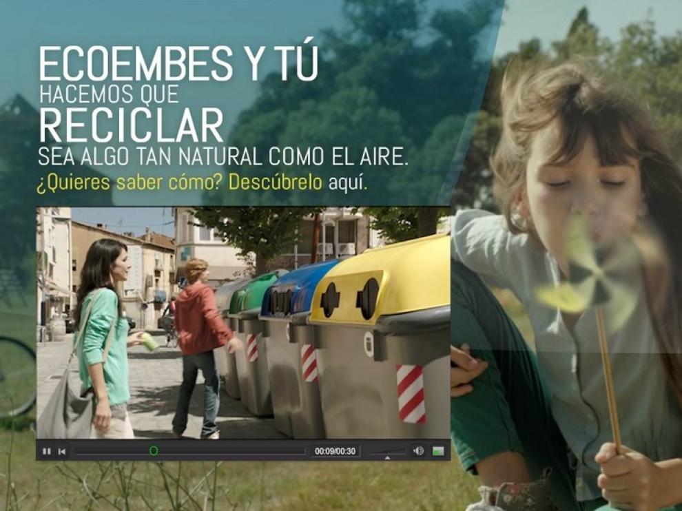 Imagen de un anuncio colgado en la página web de Ecoembes.