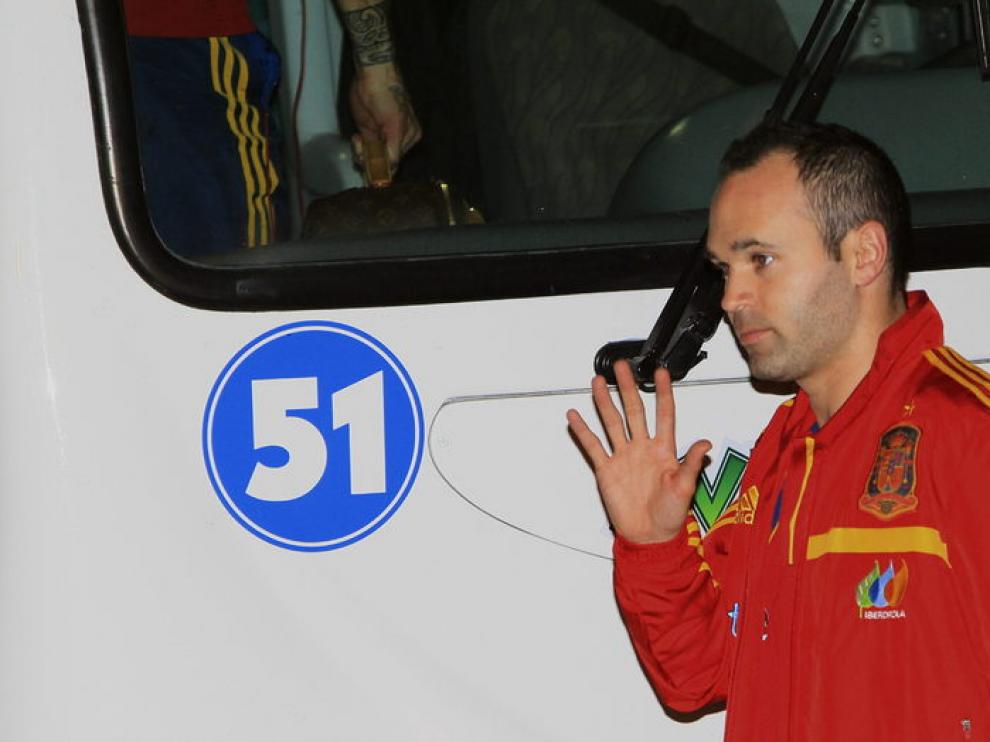Iniesta, con la selección española en Panamá