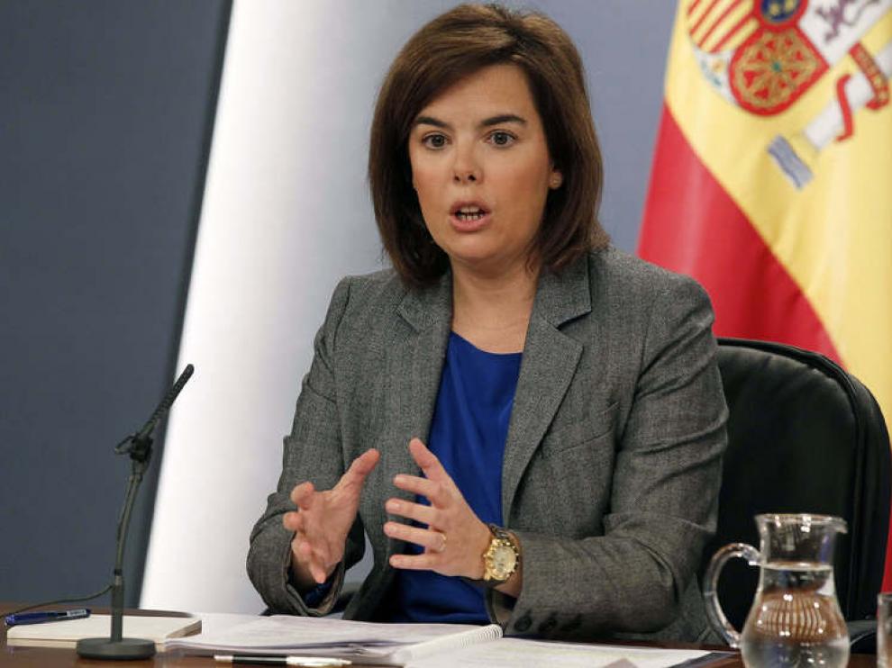 Sáenz de Santamaría en la rueda de prensa posterior al Consejo de Gobierno