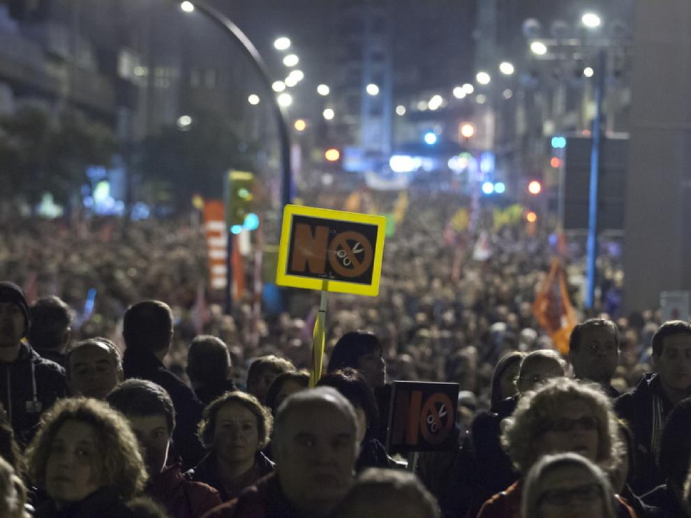 Manifestación el día de la huelga general del 14-N en Zaragoza