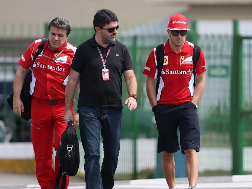 Fernando Alonso, a su llegada a Interlagos