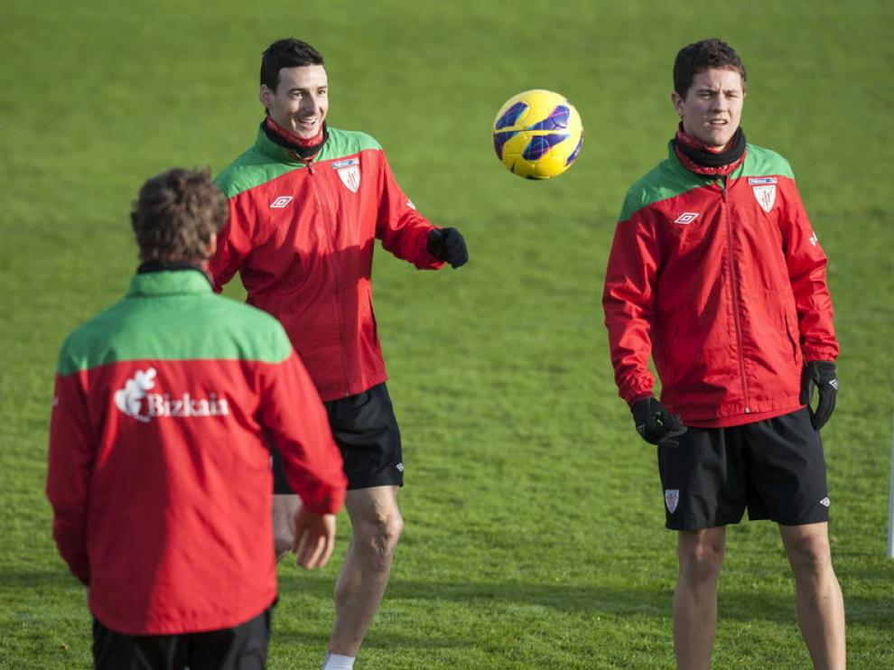 Ander Herrera, durante un entrenamiento con el Athletic de Bilbao.