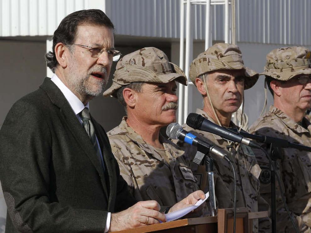 Rajoy durante su visita sorpresa a Afganistán