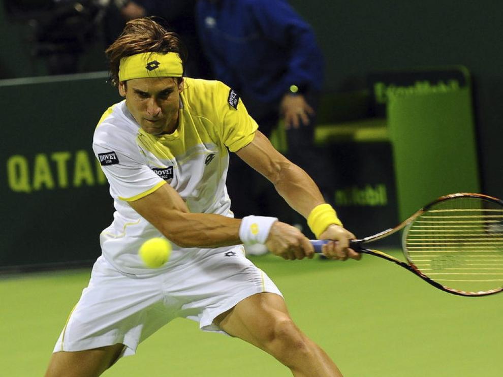 El español David Ferrer durante el partido