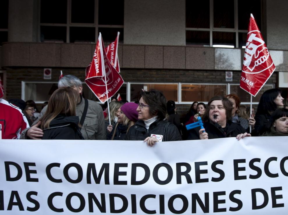 Concentración de monitoras frente al SAMA la semana pasada