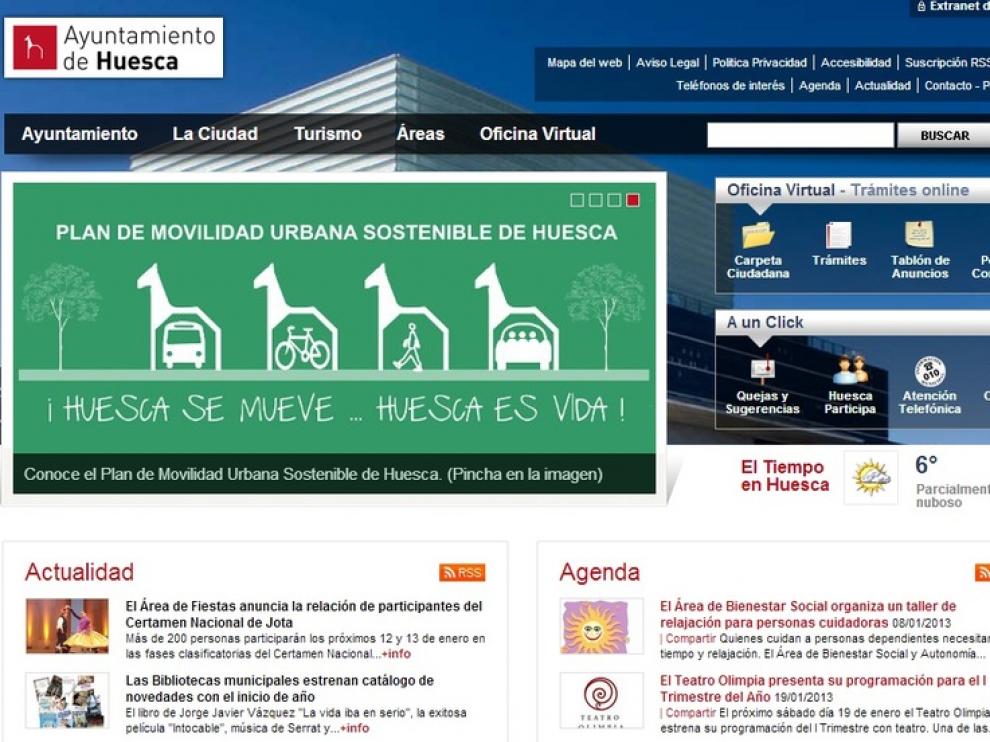 Imagen de la página web del Ayuntamiento de Huesca.