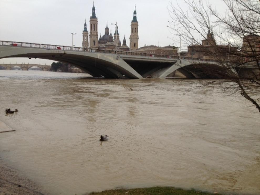El Ebro a su paso por Zaragoza este viernes