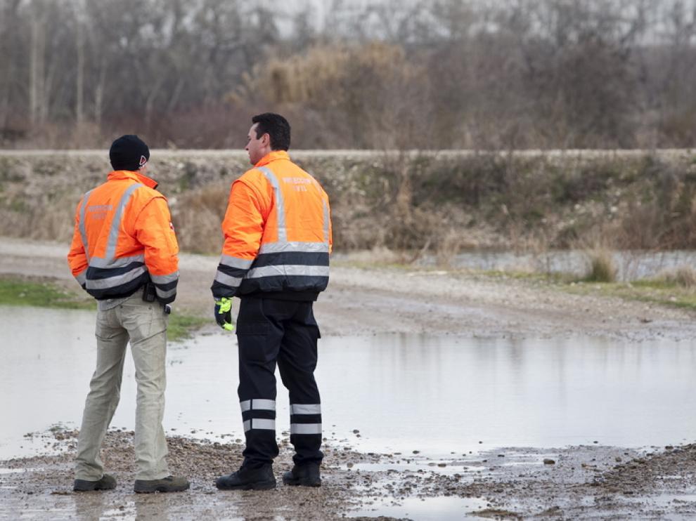 Situación de la crecida del Ebro en Boquiñeni.