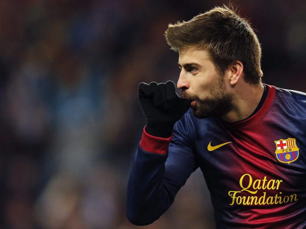 Gerard Piqué, durante la celebración de su gol.
