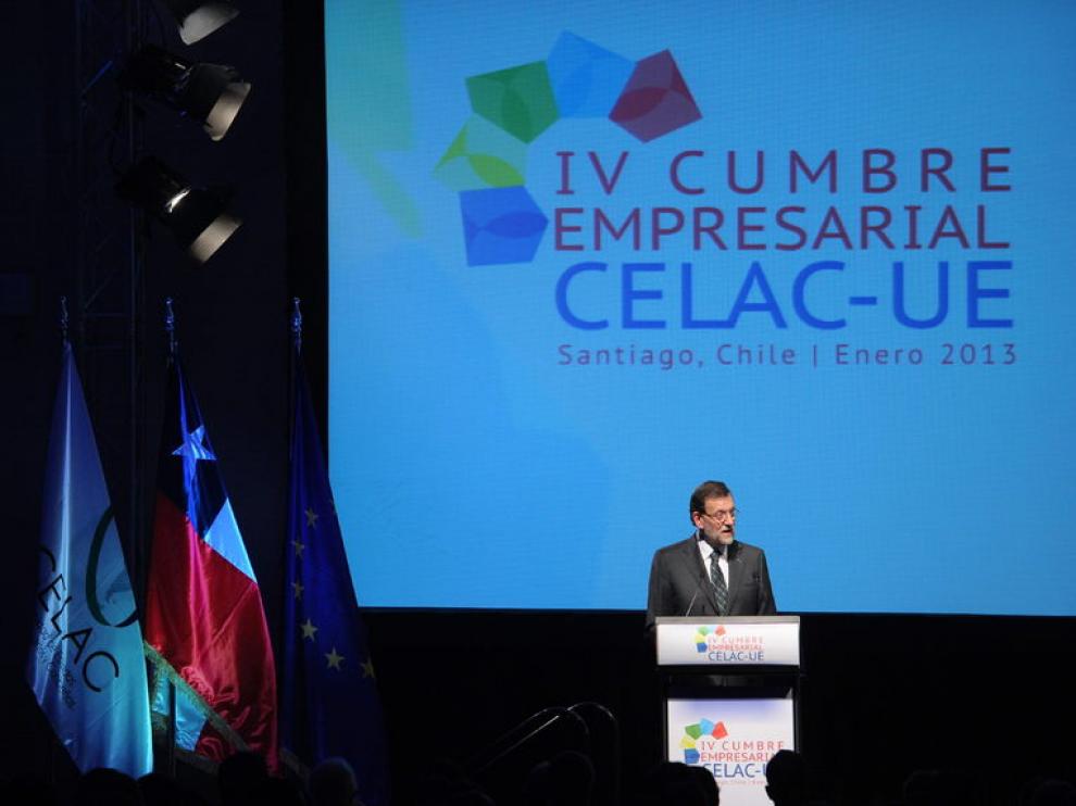 Rajoy, durante su comparecencia en Santiago de Chile.