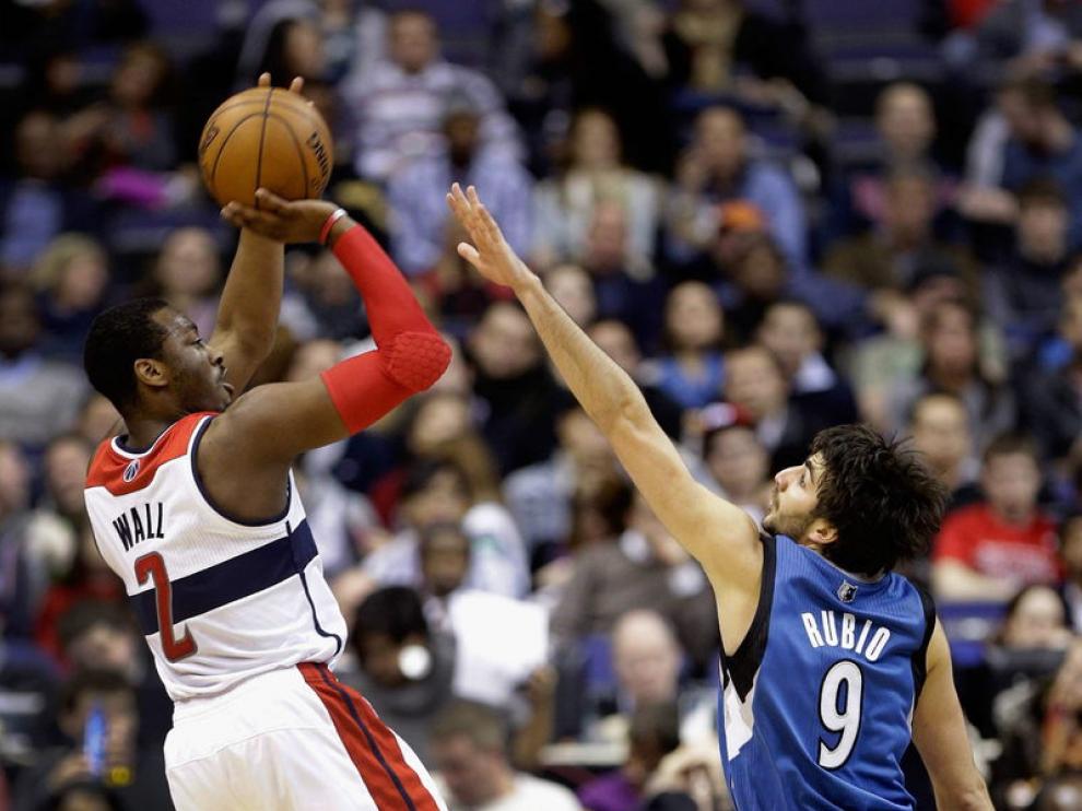 John Wall (i) y Ricky Rubio (d) el pasado viernes