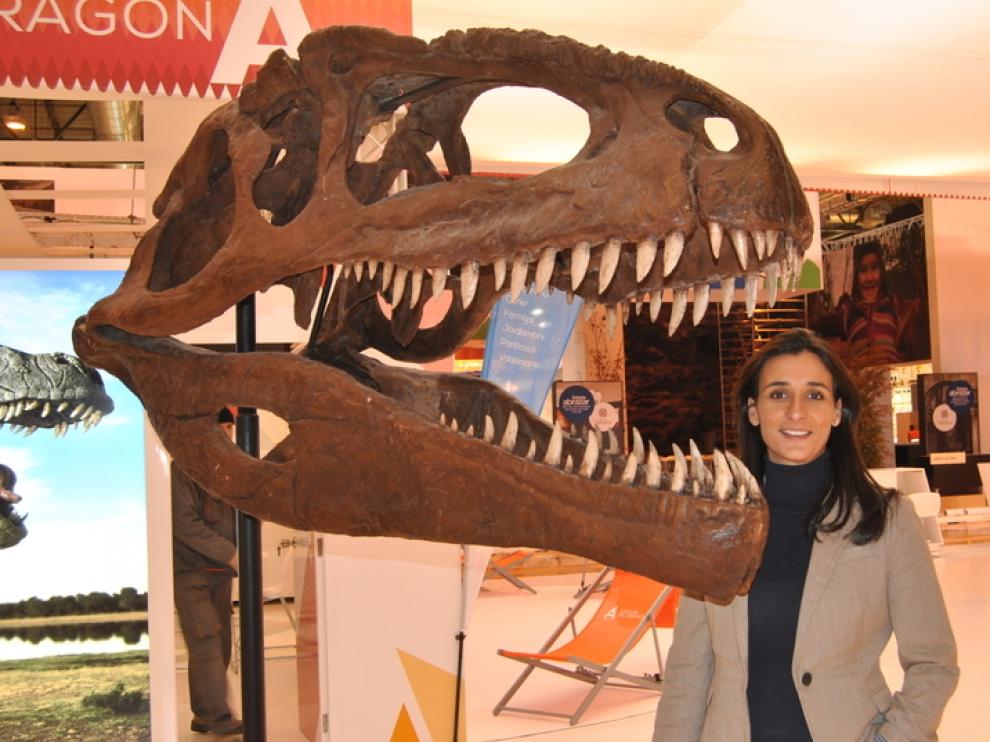 El cráneo de uno de los dinosaurios expuestos