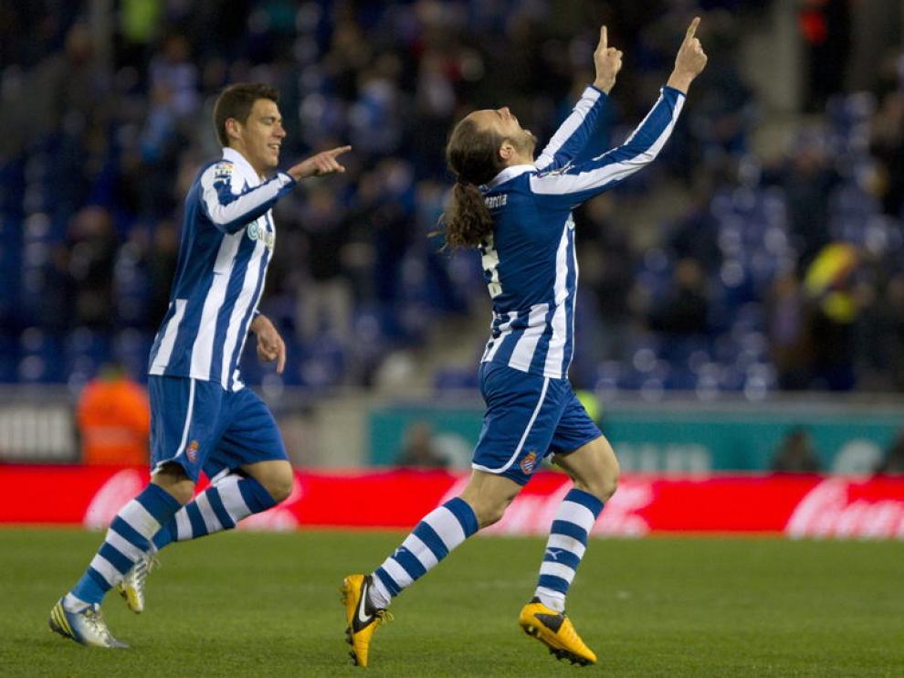 Sergio García celebra su gol ante el Levante