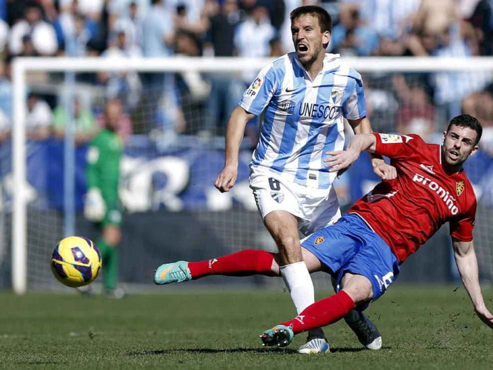 Rodri, en un partido con la camiseta del Real Zaragoza