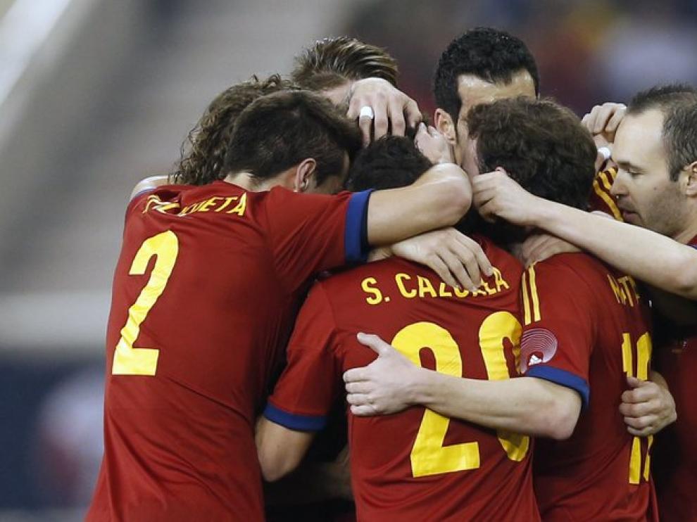 Imágenes del partido entre España y Uruguay