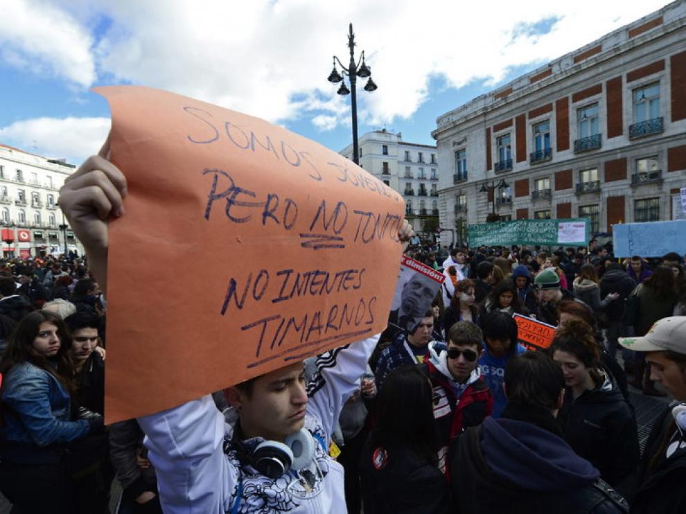 Manifestación estudiantil en Madrid contra la ley de Wert.