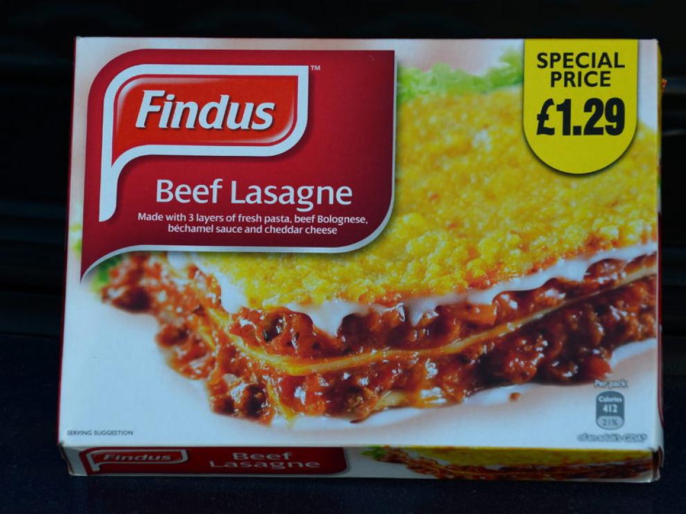 Imagen de una caja de lasaña de la marca Findus.