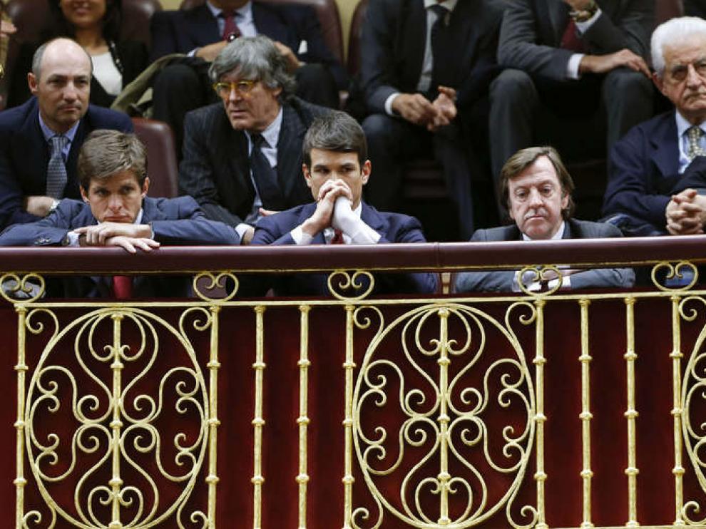 Los toreros El Juli y José María Manzanares, en el palco del Congreso