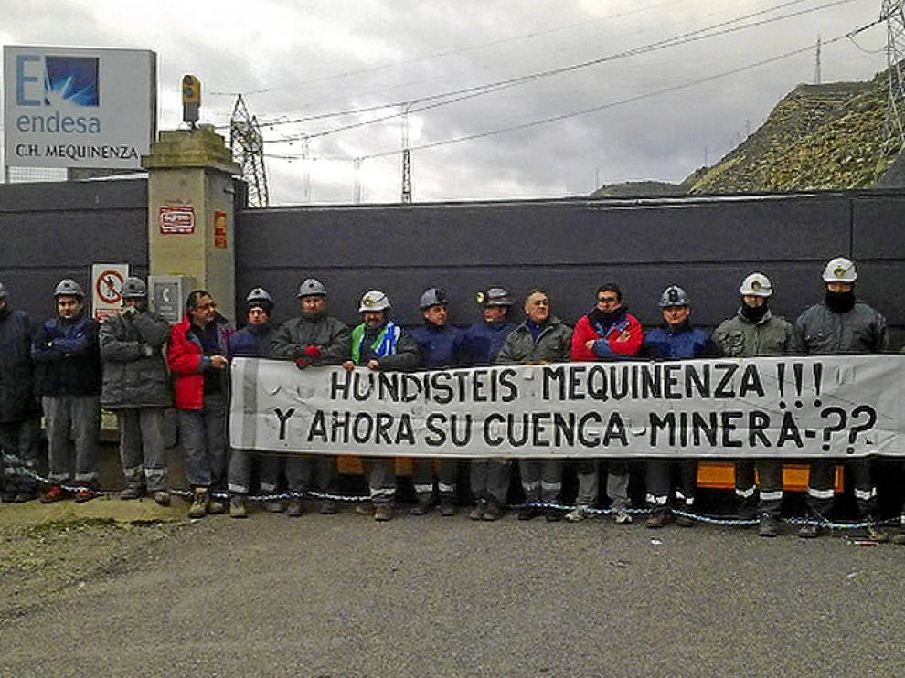 Protesta de mineros en Mequinenza