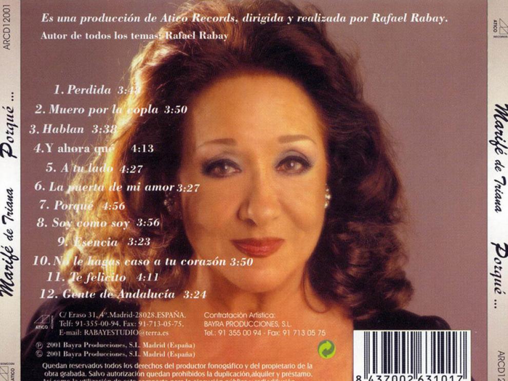 Carátula del último disco de Marifé de Triana (2001- Por qué)