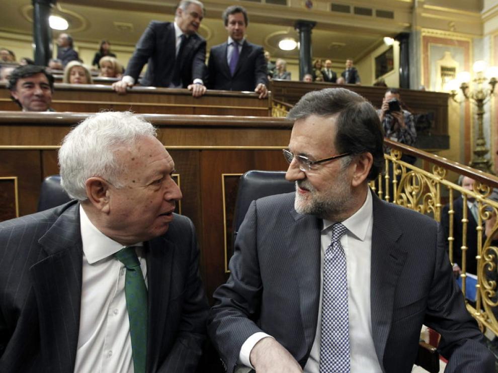 José Manuel García Margallo y Mariano Rajoy en el debate sobre el estado de la Nación