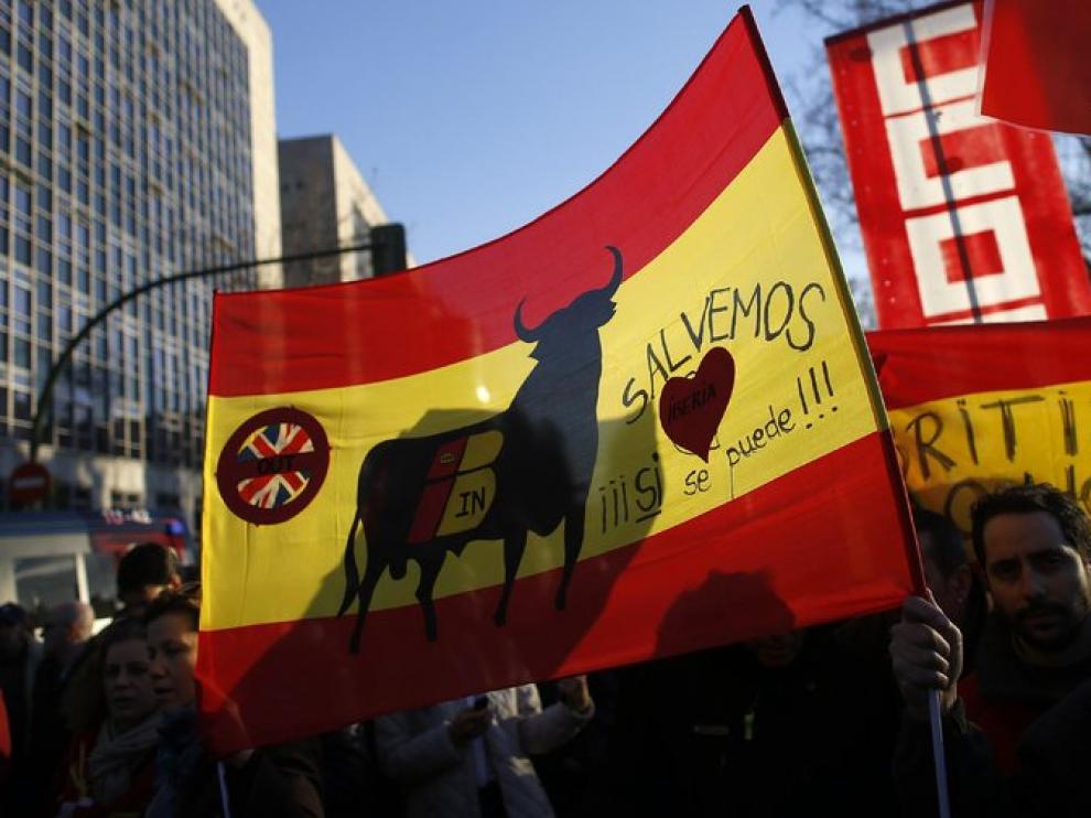 Protesta ante la sede de Iberia