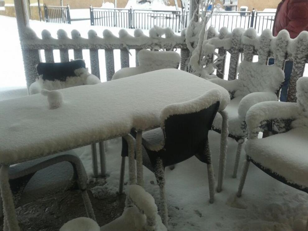 Nevada en Ferreruela de Huerva, en la comarca del Jiloca.