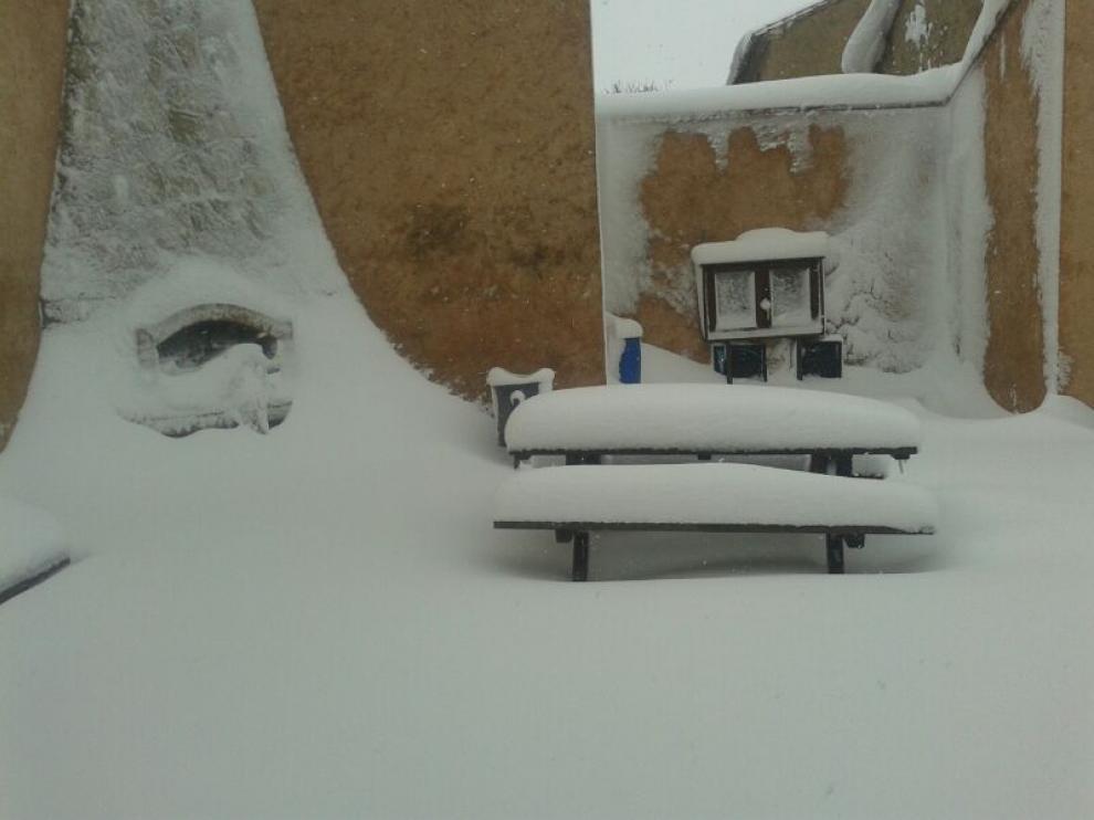 Nieve en Paniza, en la provincia de Zaragoza.