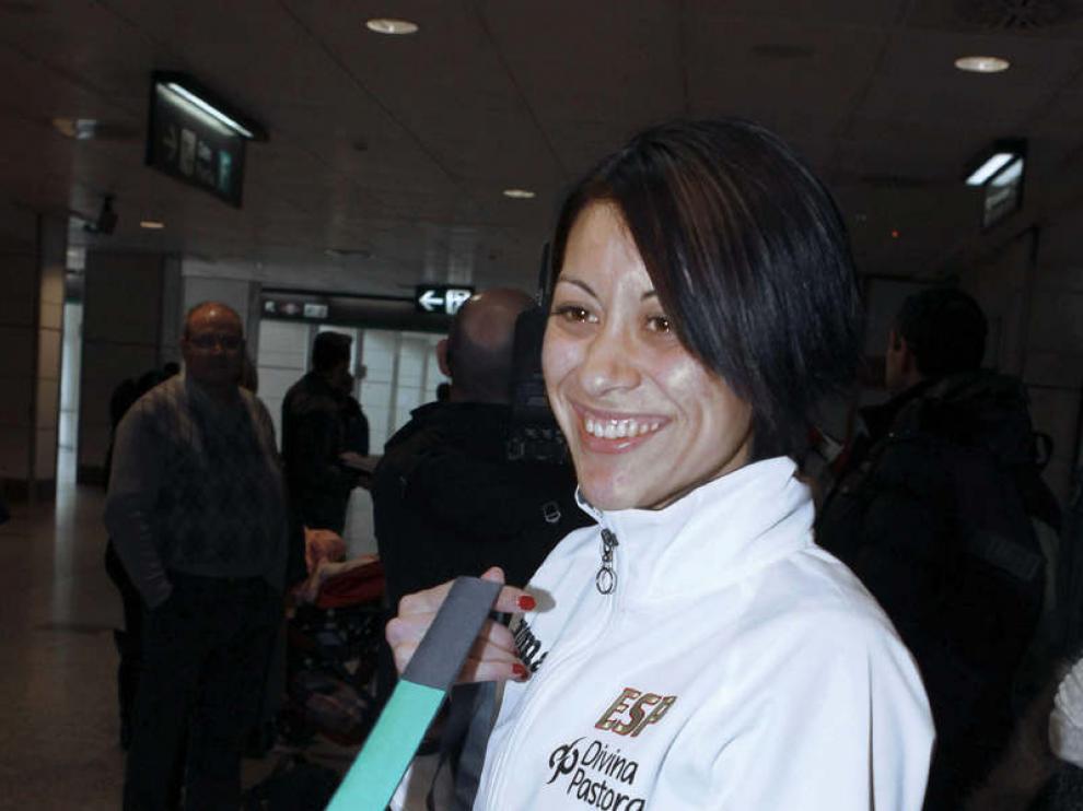 Isabel Macías, en Barajas