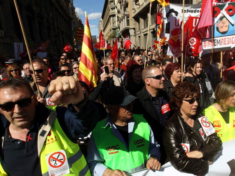 Manifestacióon contra le paro, los recortes y la corrupción, en Barcelona