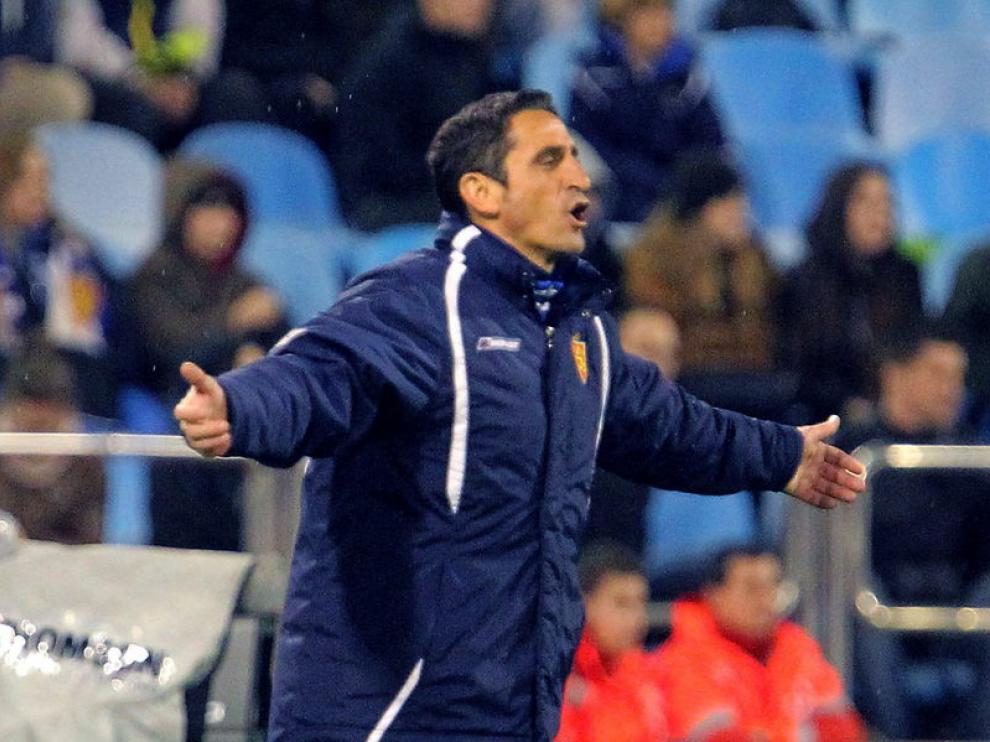 Manolo Jiménez, durante el partido Real Zaragoza-Granada