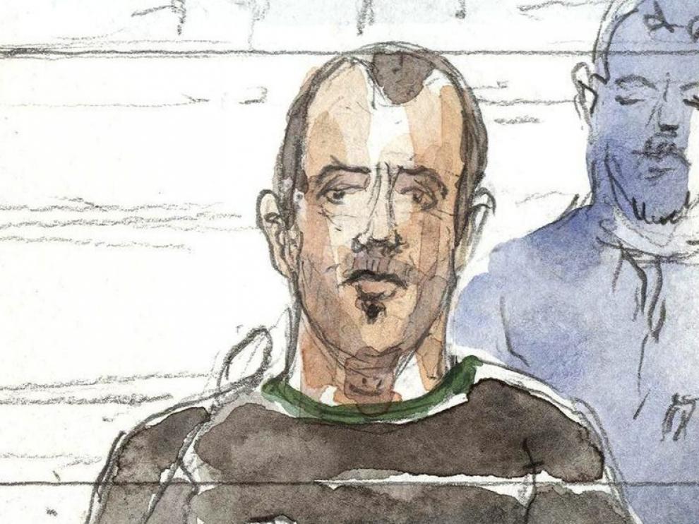Retrato de Txeroki leyendo una carta durante el juicio