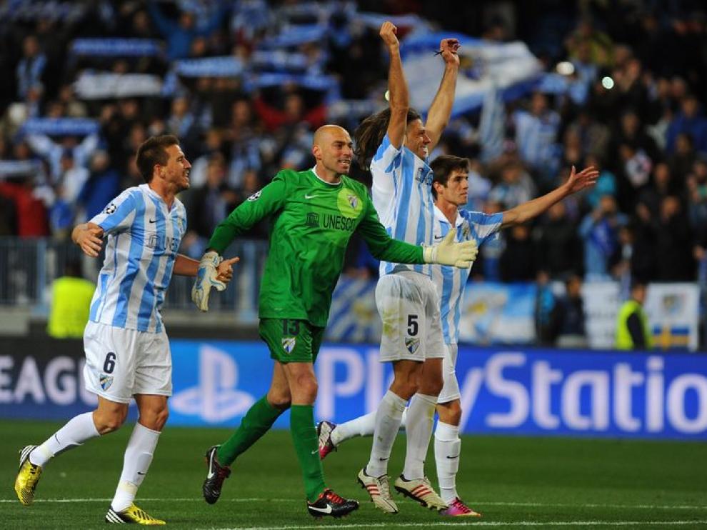 Los jugadores malaguistas celebraron su pase a cuartos