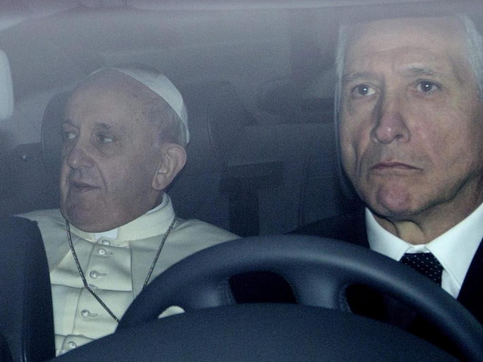 El Papa Francisco, a su llegada a Santa María La Mayor.