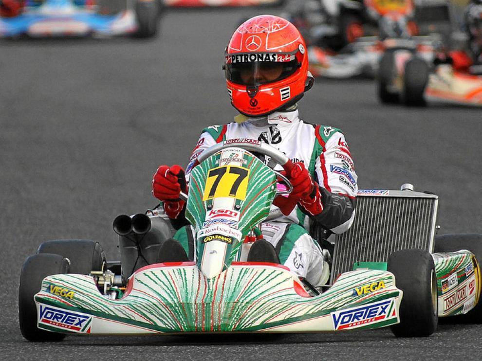 Michael Schumacher, en un entrenamiento de karts