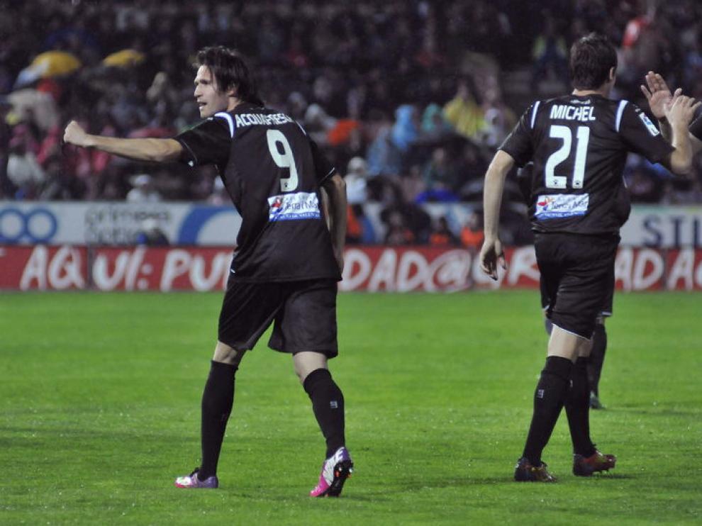 Acquafresca celebra el gol de los levantinos.