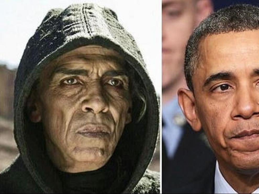 El parecido físico entre el personaje del demonio de la serie La Biblia y Obama.