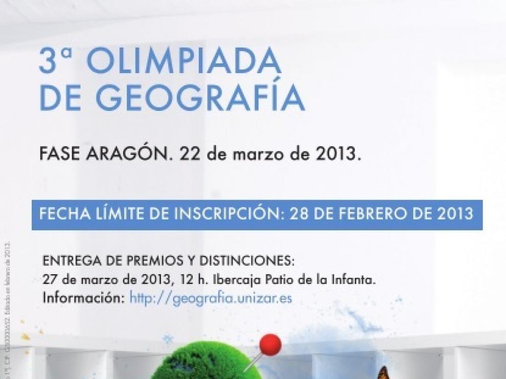 Cartel de la III Olimpiada de Geografía de Aragón.