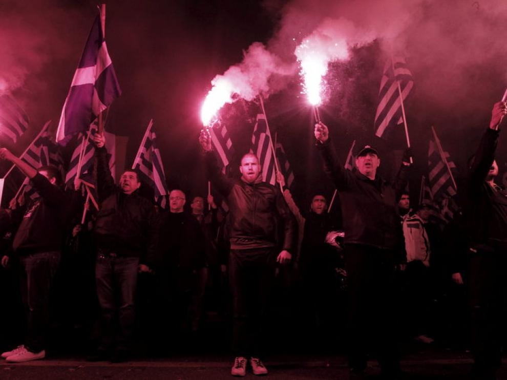 Manifestación de Amanecer Dorado en Atenas en apoyo a Chipre