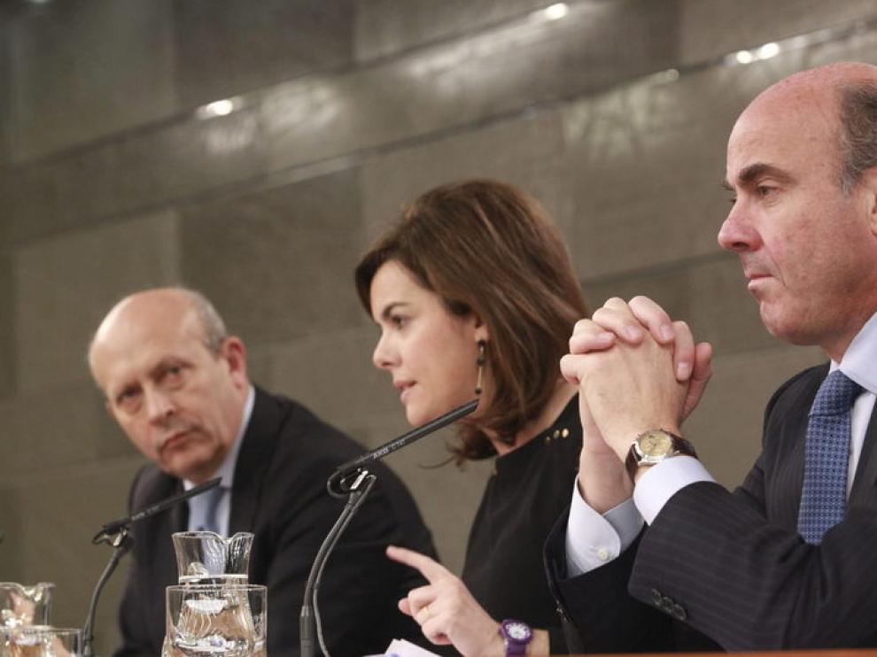 Soraya Sáenz de Santamaría, José Ignacio Wert y Luis de Guindos