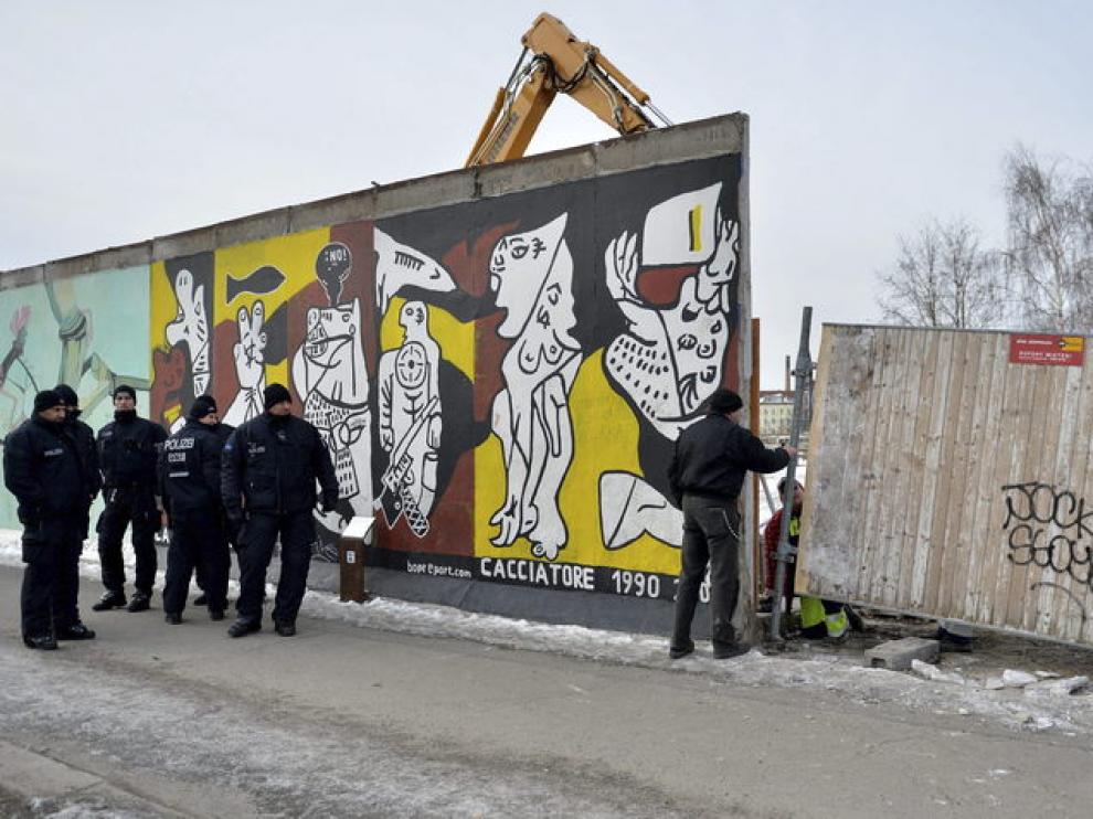 Parte del muro afectado por las obras