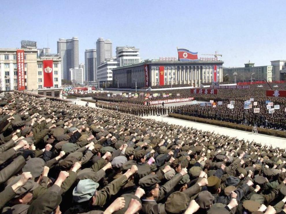 Manifestaciones de apoyo al líder en Corea del Norte