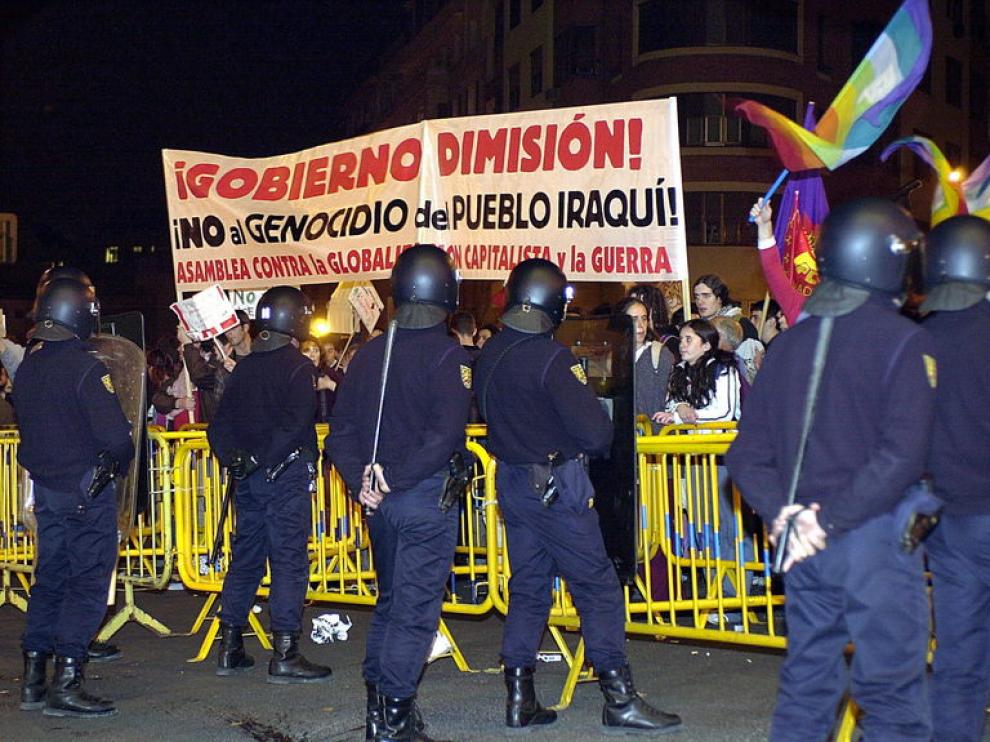 Policias antidisturbios, en una concentración de estudiantes