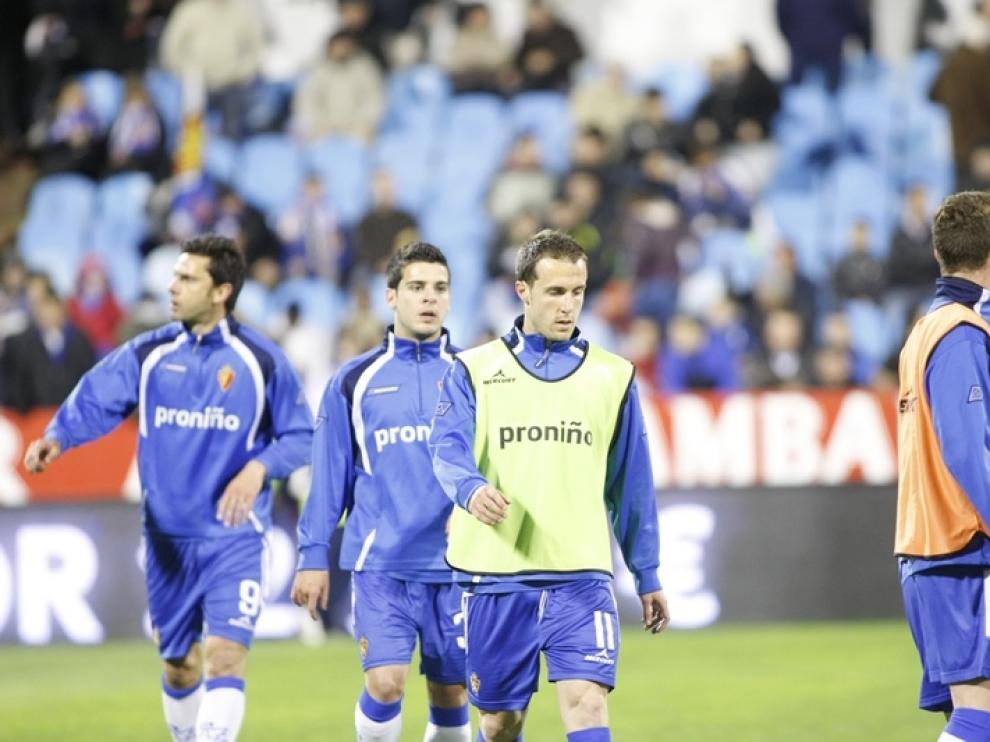 Postiga, Víctor y Montañés, en la antesala del partido Real Zaragoza-Mallorca